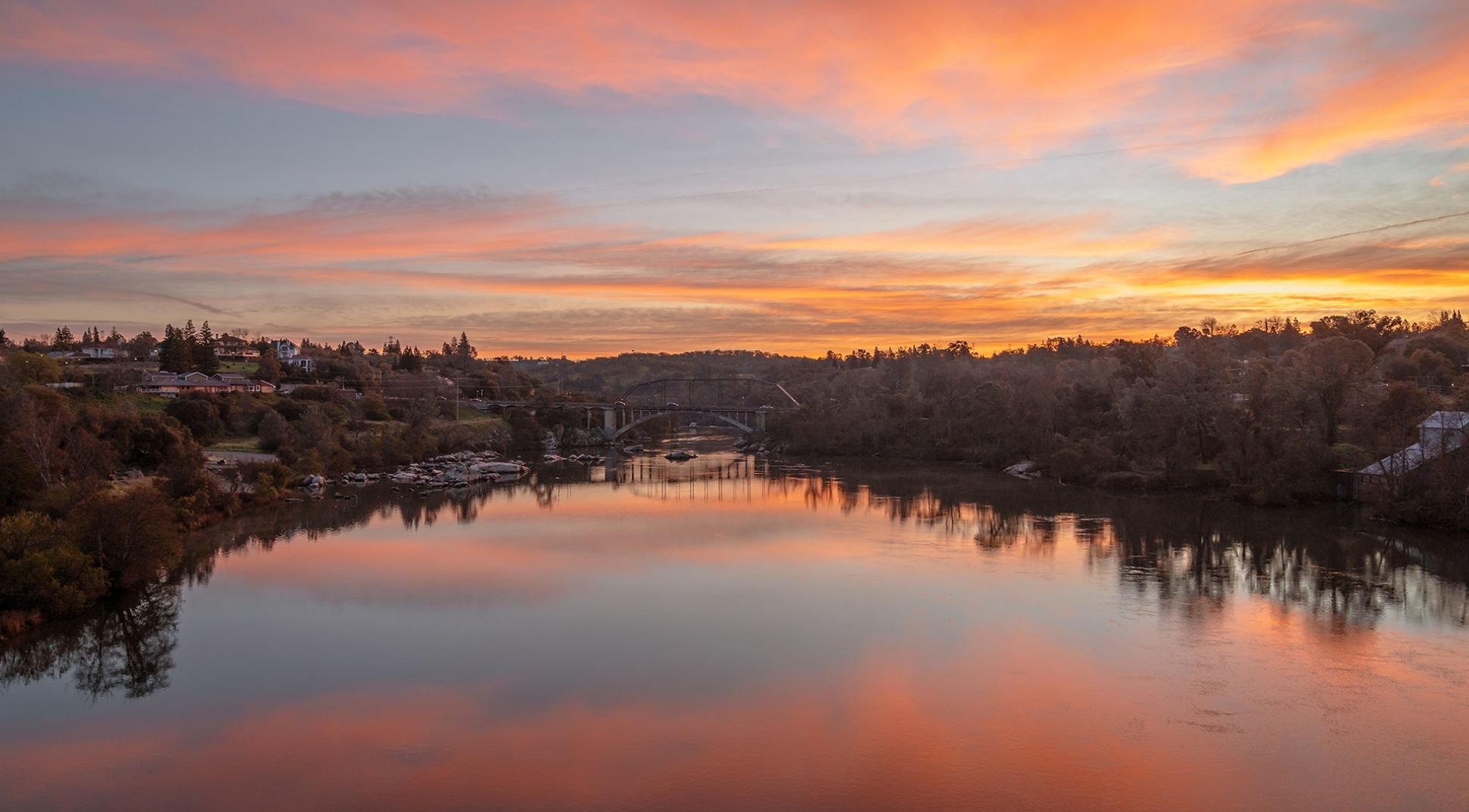 view of Folsom Lake at dusk